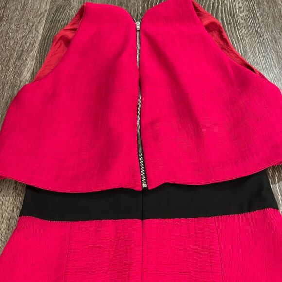 EUC Maje Rituel Sheer‎ Midriff Stretch-crepe Dress Cerise Mesh Size L Cocktail - Picture 6 of 14